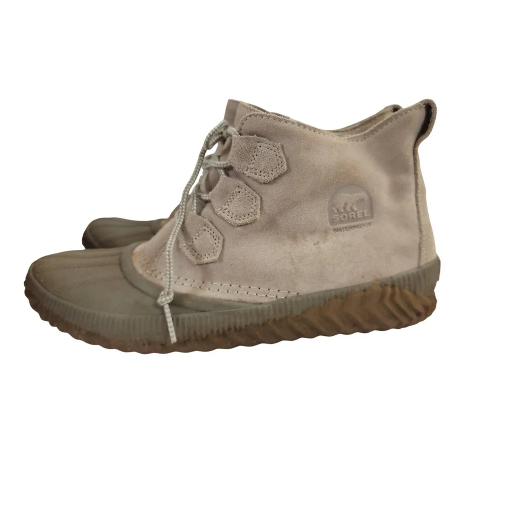 Sorel Womens Out & About Waterproof Suede Lace Up Duck Boots Taupe‎ Size 7